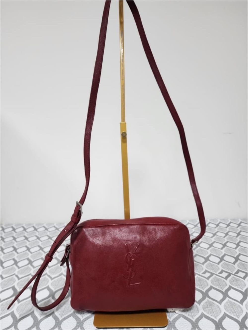 Authentic Saint Laurent Leather Lou Camera Crossbody Bag Burgundy